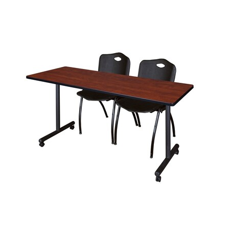 Kobe Rectangle Mobile table, 66" W, 29" H, Laminate Top, Cherry MKTRCC6624CH47BK
